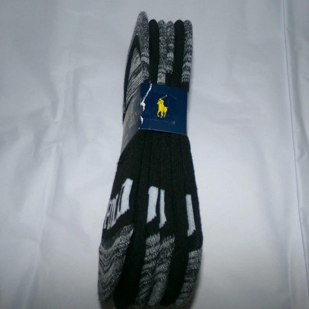 Polo Ralph Lauren 6 Pair No Show Liner Socks Black Grey Space Dye Logo Womens